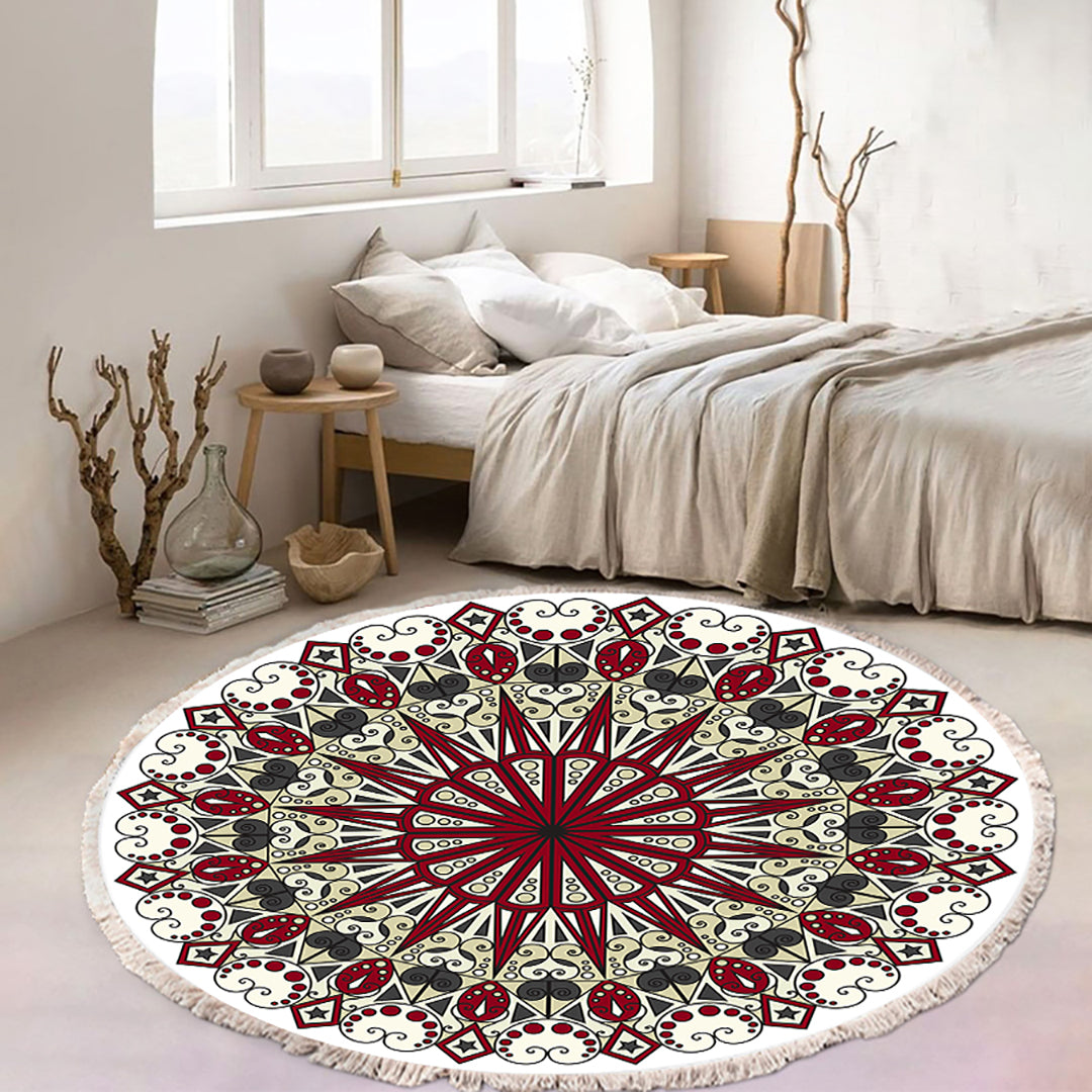 NNEAGS 120cm Mandala Modern Ethnic Tassel Print Anti-slip Doormat, Home Decor-1