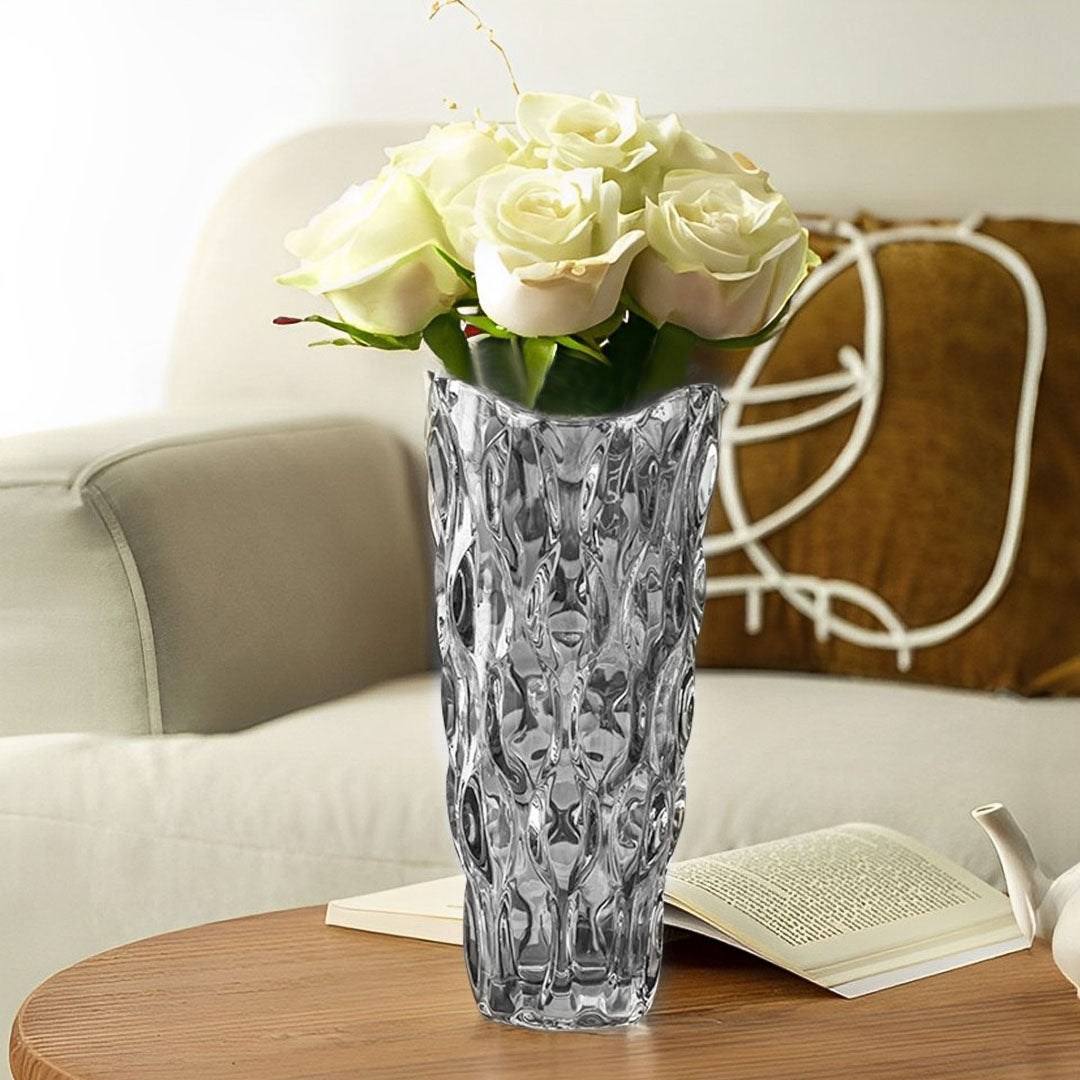NNEAGS 30cm Glass Grey Vase Crystal VASE Thick Modern Home Decor-1