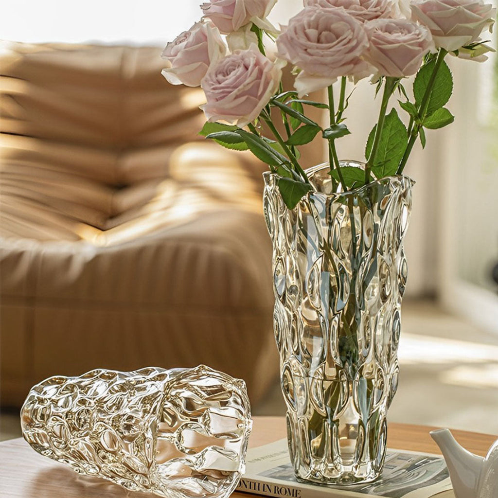 NNEAGS 29cm Glass Clear Vase Crystal VASE Thick Modern Home Decor-2