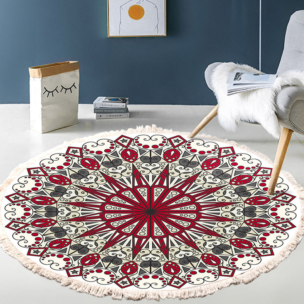 NNEAGS 120cm Mandala Modern Ethnic Tassel Print Anti-slip Doormat, Home Decor-2