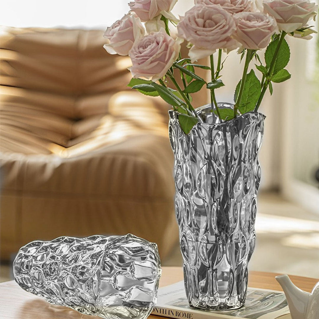 NNEAGS 30cm Glass Grey Vase Crystal VASE Thick Modern Home Decor-2