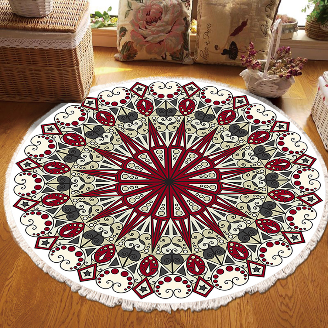 NNEAGS 120cm Mandala Modern Ethnic Tassel Print Anti-slip Doormat, Home Decor-3