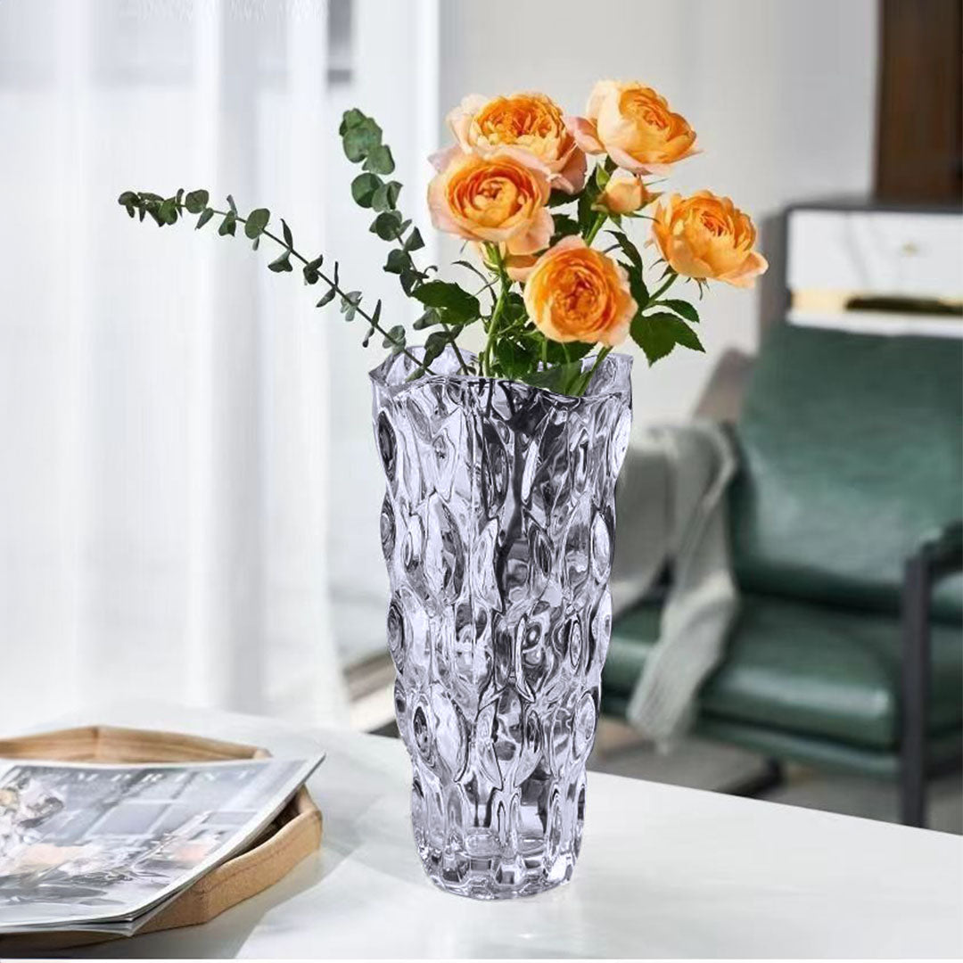 NNEAGS 30cm Glass Grey Vase Crystal VASE Thick Modern Home Decor-3