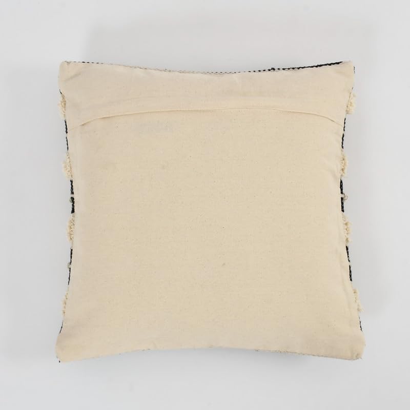 Black & White Striped Cushion Cover | Textured Cotton | 40x40cm |  Modern Home Decor-3