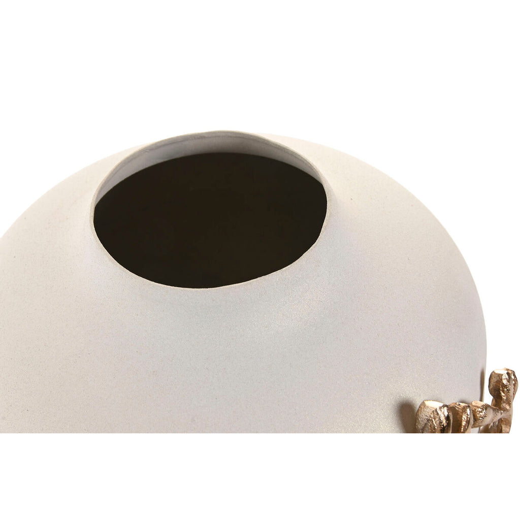 Vase Home ESPRIT White Golden Aluminium Modern 19 x 19 x 18 cm-2