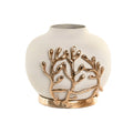Vase Home ESPRIT White Golden Aluminium Modern 19 x 19 x 18 cm-0