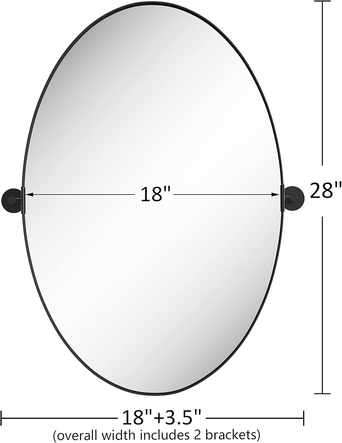 18x28 Black Oval Wall Mirror For Modern Home Decor In Bathrooms Hallways And Entryways-3