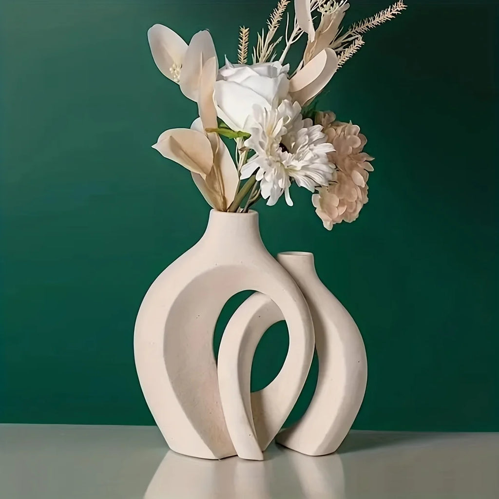 Hollow Ceramic Vase Set for Modern Decor-1
