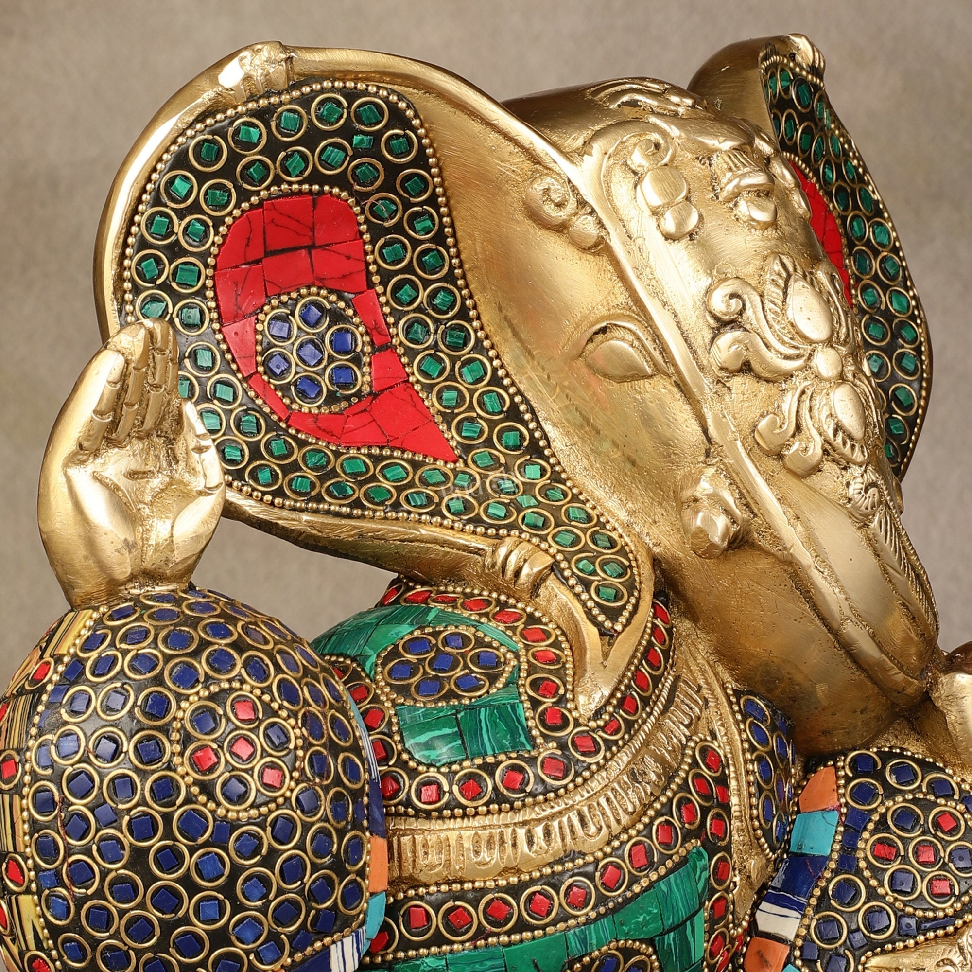 Intricately Detailed 7.5-inch Brass Ganapati Statue - Modern Abstract Design | Elevate your decor-3