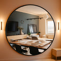 Black 24 Inch Round Wall Mirror Modern Minimalist Decor-0