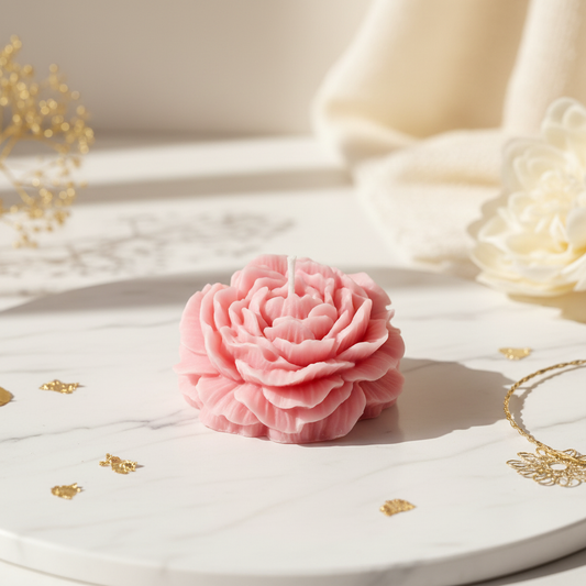 Candela rosa su marmo