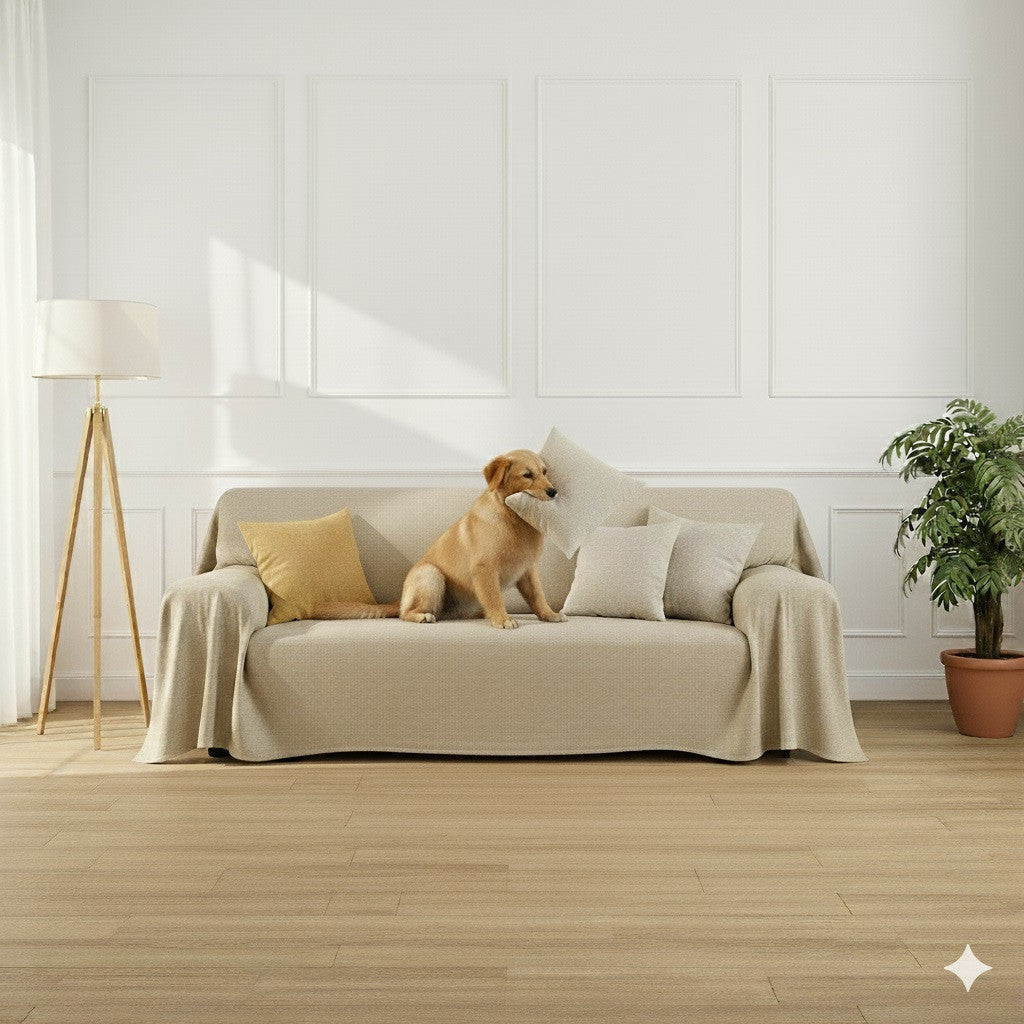 Telo Salva Divano - Copridivano Impermeabile in tessuto Arredo - ARMOR beige-3